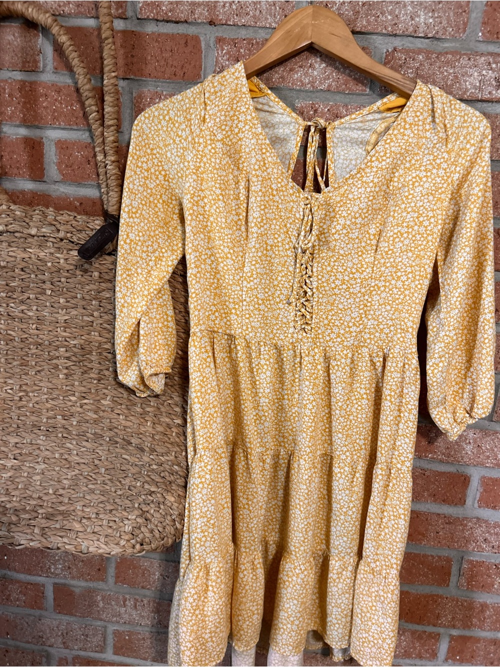 Hollister Yellow Floral Tie-Front Mini Dress